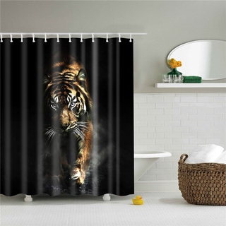 León tigre leopardo animales impresiones baño cortina de ducha impermeable tela de poliéster para cortinas de baño pantalla decoración del hogar (4)