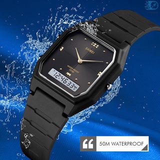Skmei ultrafino reloj electrónico Digital Dual Display Unisex 3 modo hora fecha semana despertador 5ATM impermeable masculino moda relojes par pulseras para la vida diaria deportes negocios familia amigos regalos (7)
