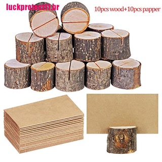 [caliente] 10 pzs soporte De madera Natural Para decoración De fiestas (con Papel De 10 piezas)