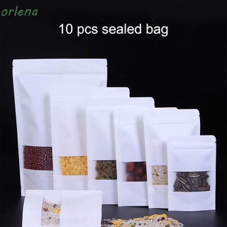 orlena 10 bolsas de almacenamiento bolsas de papel kraft con cremallera bolsas de auto sellado de alimentos secos stand up frutas té embalaje bolsas de regalo esmerilado