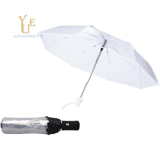 2 Pcs Transparent Umbrella Rain Women Men Sun Rain Auto Umbrella,Transparent + Black Border & Transparent & White Border