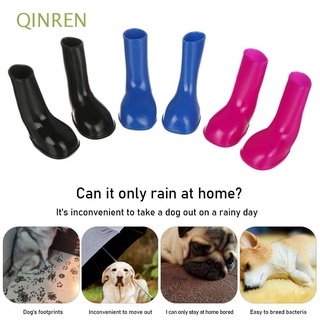 QINREN 4Pcs zapatos de perro para mascotas, zapatos de lluvia elásticos, impermeables, botas de perro, zapatos de cachorro, suministros duraderos, antideslizantes, botas de lluvia, Multicolor