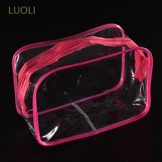LUOLI bolsa de plástico portátil con cremallera/cosmetiquera para mujer/maquillaje de viaje PVC transparente/Multicolor