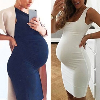 Twice**Fashion mujeres embarazadas O-cuello sin mangas enfermería maternidad sólido chaleco vestido