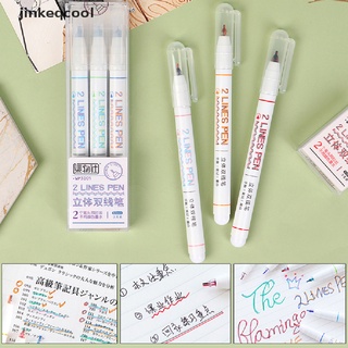 【jinkeqcool】 3pcs Double-Line Drawing Pens Journal Marker Draw Two Lines Simultaneously Hot