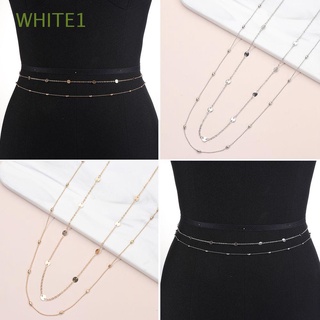 white1 cinturones de moda doble capa accesorios multi cadena lentejuelas vientre cadena nuevo regalo moda bikini cuerpo joyería para las mujeres cintura enlace collares brillante