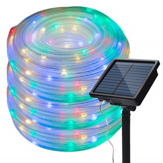 Impermeable 5M 10M 20M alimentado Solar LED cuerda tubo cadena de luces 8 modos de alambre de cobre luz de navidad para jardín Patio valla