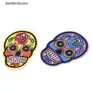 【buildvitu】 8Pcs iron on patches for clothes sew-on embroidered patch applique rose skull [MX]