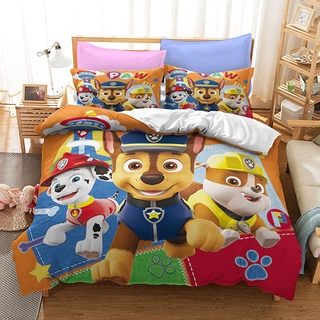 PAW PATROL patrulla canina de dibujos animados 3 en 1 juego de sábanas individuales de doble tamaño de los niños de la cama de perro cachorro patrulla coche funda de almohada niños regalo