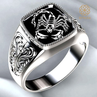 <Ring> anillo de dedo ancho de aleación grabado escorpión para hombres, fiesta de cumpleaños, fiesta, regalo de joyería