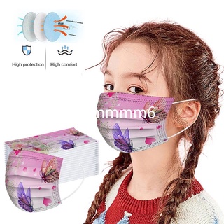 ada 10 piezas de mascarilla facial desechable de 3 capas segura, suave y transpirable, para niños, mariposa, pendiente elástico, con línea de nariz al aire libre bommmm6