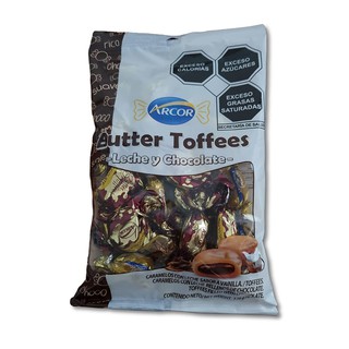 Arcor Butter Toffees Leche y Chocolate Caramelo con Leche y Cacao Relleno con Leche y Chocolate 126 gr