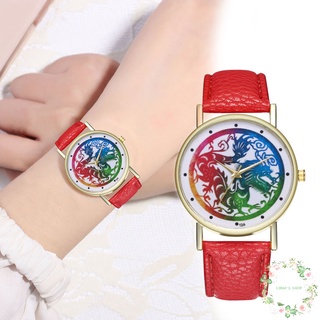 Relojes de pulsera electrónicos de cuarzo con correa de cuero sintético con patrón zodiacal para mujer