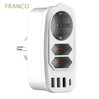 FRANCO Viajar Enchufe eléctrico Siete en uno Cargador de pared Adaptador de socket USB Tomas de corriente de la UE Ministerio del Interior Múltiples Teléfono portátil 3 USB y 1 c