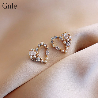 Gnle S925 aguja de plata coreano amor perla incrustaciones de diamante simple viento frío red rojo temperamento pendientes pendientes (1)
