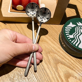 4 piezas Starbucks de acero inoxidable cuchara de café diosa postre café y arena hielo taza de Metal cuchara