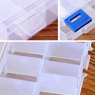 10 rejillas transparentes caja de plástico cuadrícula portátil pulsera pendientes caja de joyería (5)