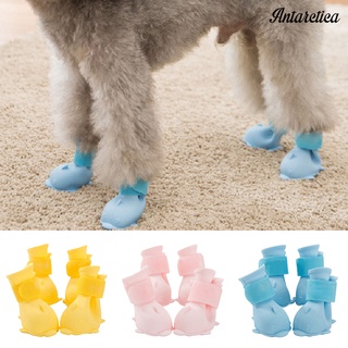 Antarctica 4 pzs botas de lluvia antideslizantes de silicona cálidas para perros/perros/cachorros/zapatos