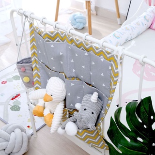gaea* Bed Hanging Storage Bag Baby Cot Cotton Holder Organizer Crib Bedding 50x50cm Diaper Pocket (9)