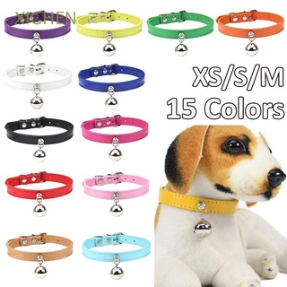 XICHEN XS / S / M Collar de gato Cuero de colores Mascota f. Banda cervical Chihuahua. Cascabel. Seguridad 15 colores Gatito Collar de perro