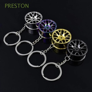 PRESTON Fashion Key Chain Wheel Hub Pendant Car Key Ring Zinc Alloy Tire Styling Key Holder Keyrings Keychain/Multicolor