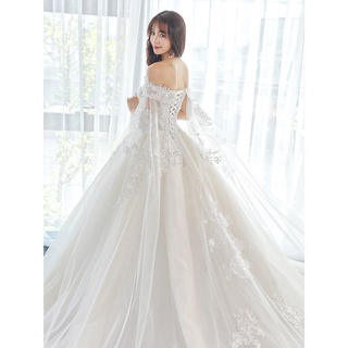 【2021Nuevo】Principal vestido de boda2021Nuevo vestido de novia corto largo cola alta gama Super Mori princesa francesa luz vestido de novia