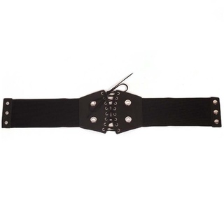 aubrey wild adelgazar cinturón punk ancho cinturón vestido cummerbunds elástico moda remache negro mujer imitación cuero cintura/multicolor (7)