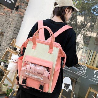 READY STOCK ⭐ 5 IN 1 Backpack Set Canvas School Student Galas Sekolah Bag Women Handbag Sling Bag Tote Beg Pen Case Travel Shoulder Wanita Bahu Tangan Beg Korean Fashion Bag (4)