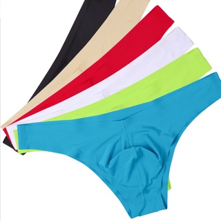 Sexy Underwear ice silk Seamless Bikini briefs Men's Low waist sexy slim underpants