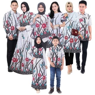 Pareja de blanco Ilalang familia Batik camisa
