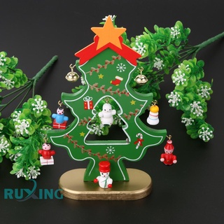 * * Madera árbol de navidad decoración del hogar escritorio adorno de navidad (verde) -