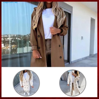 {re} stock mujer abrigo largo traje caliente cuello manga larga abrigo doble botonadura para oficina