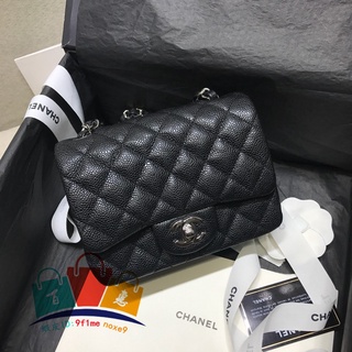Chanel Chanel Mini CF 17 Caviar cuero bolso bandolera cadena bolsa de plata hebilla negro bolsa