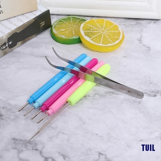 (TUIL) 6 piezas de pinzas agujas ranuradas pluma Kit de herramientas de papel de Quilling DIY Set