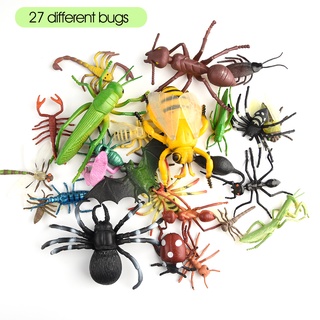 KUUQA 27 Pzs Mini Figuras Grandes De Insectos Juguetes Plástico Realistas Modelo De Animales Mordaza , Estilo Aleatorio