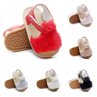 Toddler Infant Kids Baby Girls Boys Cute Solid Flock Soft Sole Sandals Shoes