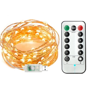 Control de 20M 10M 5M luces de hadas alimentadas por USB LED Mini luz de navidad alambre de cobre cadena de luz para boda navidad