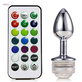 PEACE 1Set LED Anal Plug Metal colorido luz Butt Plug con Control remoto para adulto juego masajeador juguetes sexuales