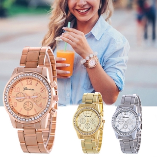 Ladies Reloj de cuarzo rosa de acero dorado banda para Mujer Elegant Leisure Reloj único de moda diamante Dial Wristwatch Reloj de Mujer (1)