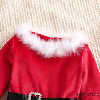 ❉DB♡Little Girl’s Casual Long Sleeve Dress Christmas Velvet Mesh Yarn (4)