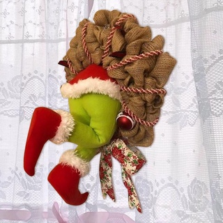 corona de arpillera navideña grinch divertida navidad arpillera para interior