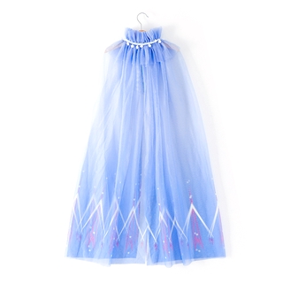 Capa de capa para niñas pequeñas, malla impresa borla volantes gradiente princesa capa (5)