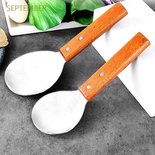 Septiembre vajilla de arroz paleta de cocina cucharas cucharas de arroz cucharas vajilla de acero inoxidable mango de madera fácil de limpiar en forma de pescado cuchara de sopa