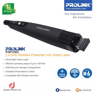 Prolink PWP106G 2.4GHz presentador inalámbrico con láser verde