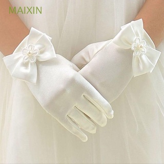 MAIXIN High Quality Bowknot Gloves Soft Princess Gloves Dress Gloves Elastic Children's Party Silks and Satins 1pair Flower Girl Dress Accessories Brief Paragraph Lady Gloves/Multicolor