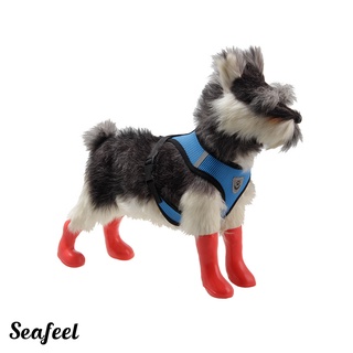 Seafeel 4 Pzs Zapatos De Lluvia Para Perros/Cachorros Impermeables Antideslizantes Elásticos Para Mascotas (4)