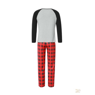 jx-matching family pijamas de navidad, manga larga letra alce raglan tops + (6)