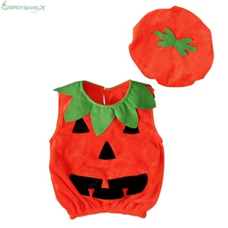 WPGY Halloween bebé niños calabaza vestido sin mangas con sombrero Cosplay disfraz ropa de fiesta para niño niña (1)