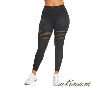 S---levantamiento De cadera para mujer/leggins De ejercicio/Yoga fitness rayada/pantalones largos De Costura De malla/pantalones De entrenamiento