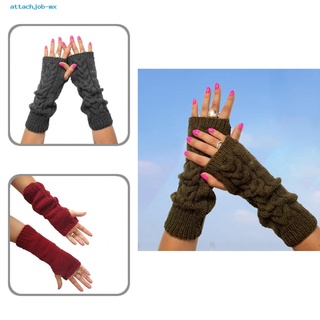 attachjob otoño invierno de punto calentadores de brazo ligero caliente trenzado sin dedos guantes suaves para exteriores